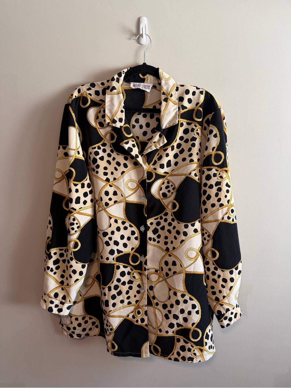 Vintage Brooke Chapman Rope Print Blouse Women’s Plus Size 20 Made in Canada